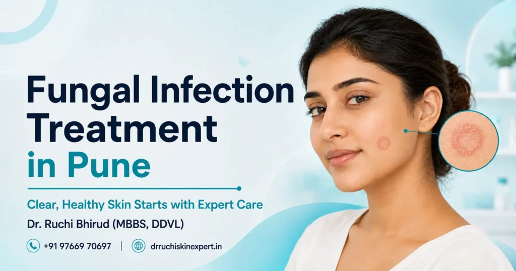 Fungal Infection Treatment in Pune banner featuring Dr. Ruchi Bhirud (MBBS, DDVL) skin specialist
